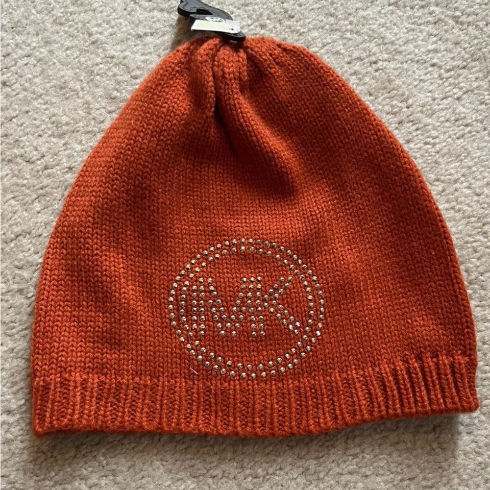 Michael Kors Women’s Orange Studded Beanie Hat